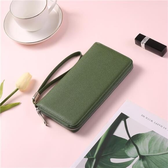 New Womens Wallet RFID Blocking Leather Zip Around Wallet Large Capacity - Picture 3 of 6
